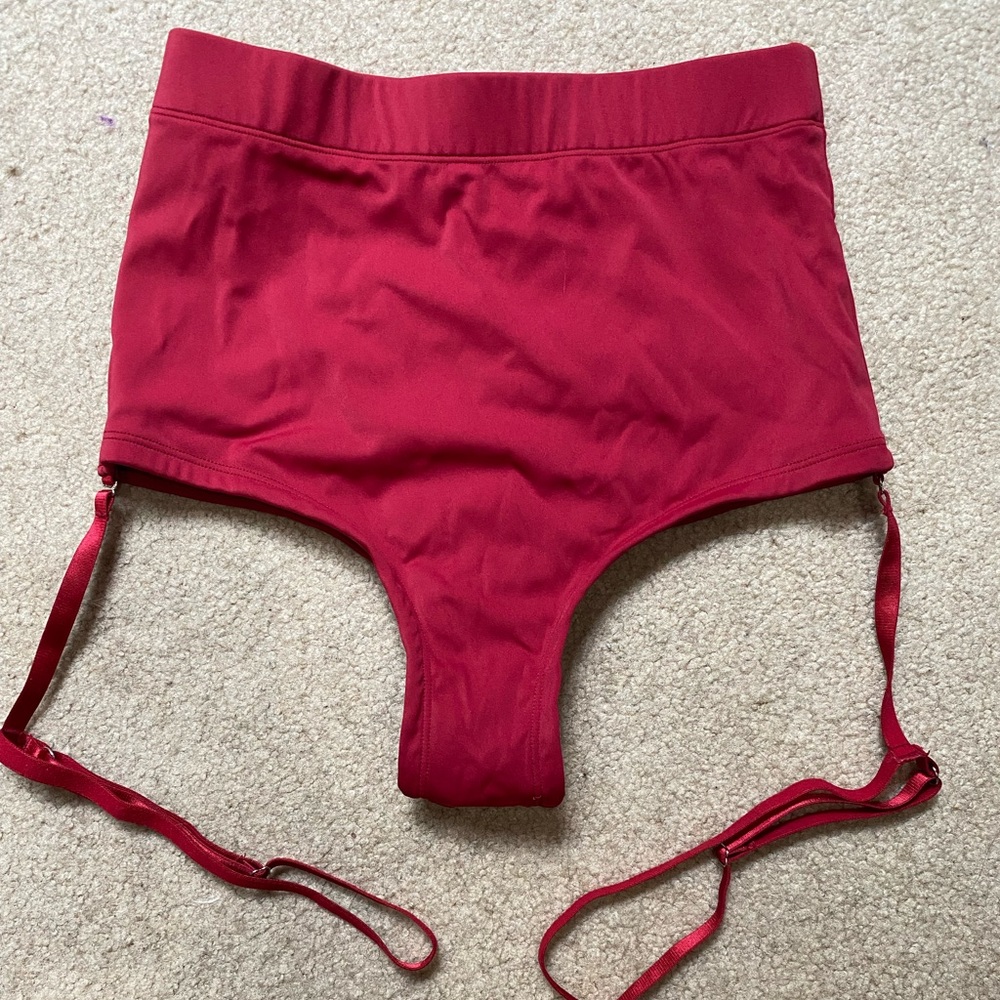Red Pole Dance Shorts with Adjustable Straps